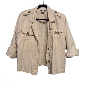 Peck & Peck Cream Button-Front Utility top size M